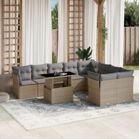 Juego de sofás jardín con cojines beige 10 pzas ratán sintético de , Conjuntos de jardín - Ref: Foro24-3266839, Precio: 616,8...