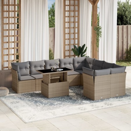 Juego de sofás jardín con cojines beige 10 pzas ratán sintético de , Conjuntos de jardín - Ref: Foro24-3266839, Precio: 616,8...