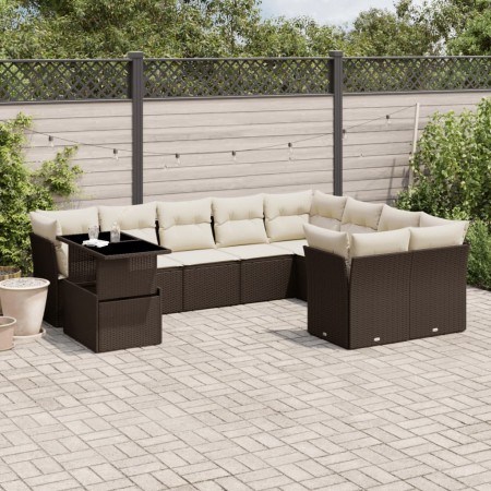Set de sofás de jardín 10 pzas y cojines ratán sintético marrón de , Conjuntos de jardín - Ref: Foro24-3266853, Precio: 666,2...