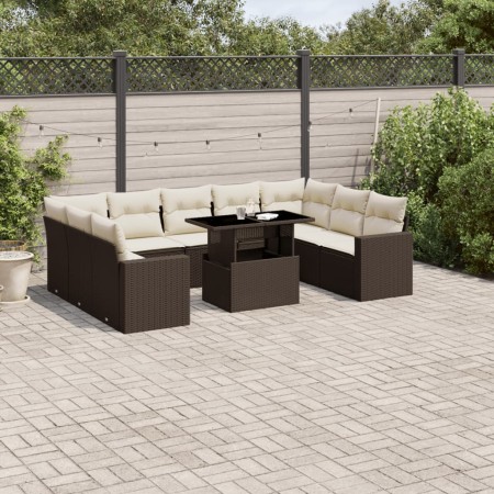 Set de sofás de jardín 10 pzas y cojines ratán sintético marrón de , Conjuntos de jardín - Ref: Foro24-3267483, Precio: 670,5...