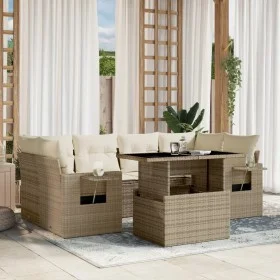 Set sofás de jardín 7 piezas y cojines ratán sintético beige de , Conjuntos de jardín - Ref: Foro24-3267758, Precio: 547,66 €...