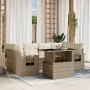 Set sofás de jardín 7 piezas y cojines ratán sintético beige de , Conjuntos de jardín - Ref: Foro24-3267758, Precio: 527,14 €...