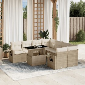 Set de sofás de jardín 9 pzas con cojines ratán sintético beige de , Conjuntos de jardín - Ref: Foro24-3267798, Precio: 634,0...