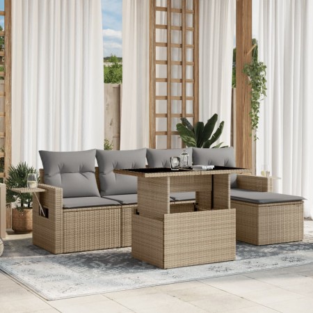 Juego de sofás jardín con cojines 6 pzas ratán sintético beige de , Conjuntos de jardín - Ref: Foro24-3267869, Precio: 393,41...