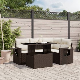 Set comedor de jardín 5 piezas y cojines ratán sintético marrón de , Conjuntos de jardín - Ref: Foro24-3267883, Precio: 394,6...