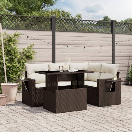 Set comedor de jardín 5 piezas y cojines ratán sintético marrón de , Conjuntos de jardín - Ref: Foro24-3267883, Precio: 394,6...