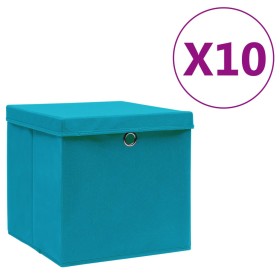 Cajas de almacenaje con tapas 10 uds azul bebé 28x28x28 cm de vidaXL, Cestas para almacenaje - Ref: Foro24-325234, Precio: 61...