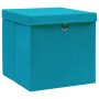 Cajas de almacenaje con tapas 10 uds azul bebé 28x28x28 cm de vidaXL, Cestas para almacenaje - Ref: Foro24-325234, Precio: 61...