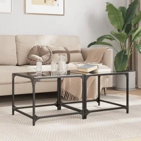 Mesas de centro 2 uds vidrio negro y acero 50x50x40 cm by , Coffee table - Ref: Foro24-845969, Price: 52,08 €, Discount: %