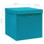Cajas de almacenaje con tapas 10 uds azul bebé 28x28x28 cm de vidaXL, Cestas para almacenaje - Ref: Foro24-325234, Precio: 59...