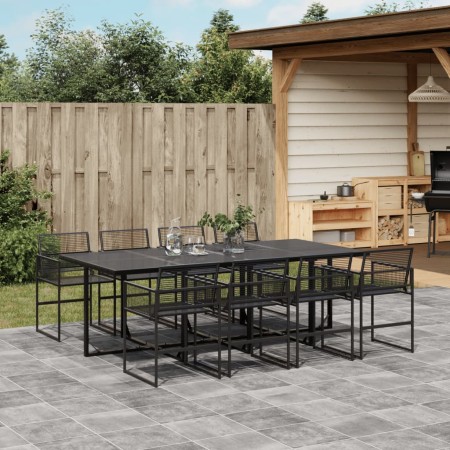 Juego de comedor de jardín 9 piezas ratán sintético negro de , Conjuntos de jardín - Ref: Foro24-3295035, Precio: 564,82 €, D...