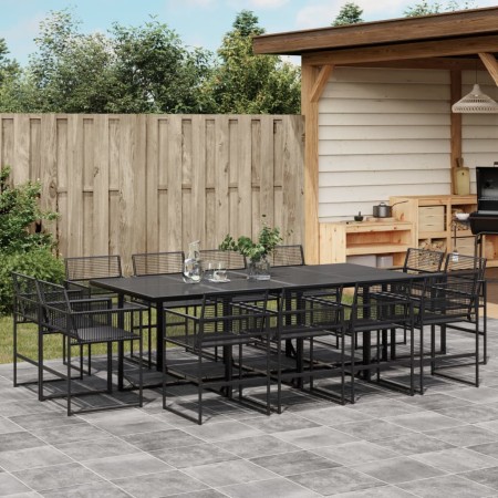 Set de comedor de jardín 13 pzas ratán sintético negro de , Conjuntos de jardín - Ref: Foro24-3295040, Precio: 771,98 €, Desc...