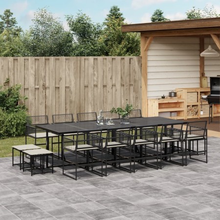 Set comedor de jardín con cojines 15 pzas ratán sintético negro de , Conjuntos de jardín - Ref: Foro24-3295021, Precio: 840,0...