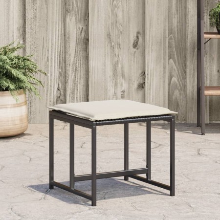 Taburetes de jardín con cojines 4 uds ratán sintético negro de , Otomanas de exterior - Ref: Foro24-4008576, Precio: 91,85 €,...