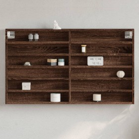 Vitrina de madera de ingeniería marrón roble 100x8,5x58 cm de , Estantes y estanterías - Ref: Foro24-847946, Precio: 49,77 €,...