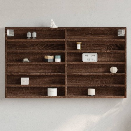 Vitrina de madera de ingeniería marrón roble 100x8,5x58 cm de , Estantes y estanterías - Ref: Foro24-847946, Precio: 49,77 €,...