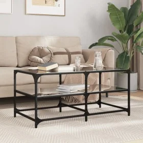 Mesa de centro superficie de vidrio acero negra 98,5x50x45 cm de , Mesas de centro - Ref: Foro24-846013, Precio: 69,32 €, Des...