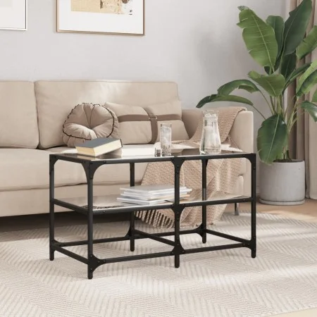 Mesa de centro superficie de vidrio acero negra 78,5x40x45 cm de , Mesas de centro - Ref: Foro24-846011, Precio: 55,39 €, Des...