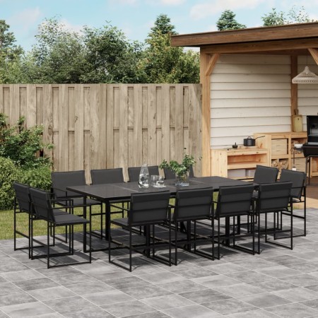Juego de comedor de jardín 13 pzas con cojines textileno negro de , Conjuntos de jardín - Ref: Foro24-3295080, Precio: 736,44...