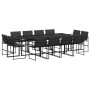 Juego de comedor de jardín 13 pzas con cojines textileno negro de , Conjuntos de jardín - Ref: Foro24-3295080, Precio: 736,44...