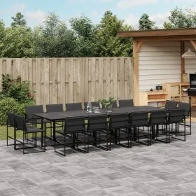 Juego de comedor de jardín 17 pzas con cojines textileno negro de , Conjuntos de jardín - Ref: Foro24-3295082, Precio: 942,80...