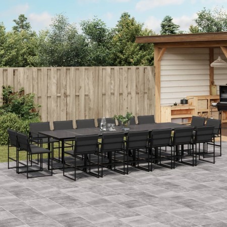 Juego de comedor de jardín 17 pzas con cojines textileno negro de , Conjuntos de jardín - Ref: Foro24-3295082, Precio: 983,78...