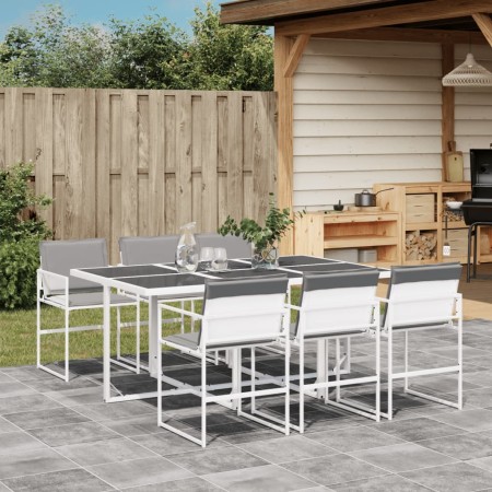 Juego de comedor de jardín 7 pzas con cojines textilene blanco de , Conjuntos de jardín - Ref: Foro24-3295089, Precio: 391,51...