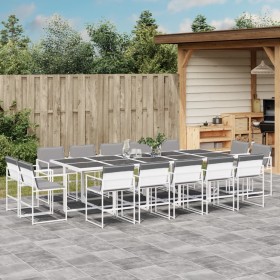 Juego de comedor de jardín 15 pzas con cojines textilene blanco de , Conjuntos de jardín - Ref: Foro24-3295096, Precio: 836,8...
