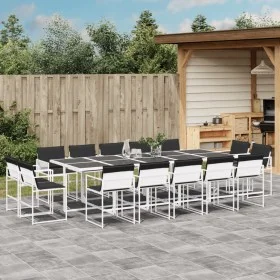 Juego de comedor de jardín 15 pzas con cojines textilene blanco by , Garden sets - Ref: Foro24-3295111, Price: 819,42 €, Disc...
