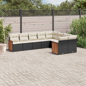 Set de sofás de jardín 8 piezas y cojines ratán sintético negro en Conjuntos de jardín | Comprar online en Foru.es