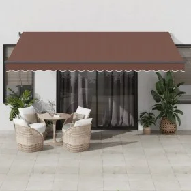 Toldo retráctil automático con luces LED marrón 450x300 cm by , Awnings - Ref: Foro24-3310214, Price: 681,15 €, Discount: %