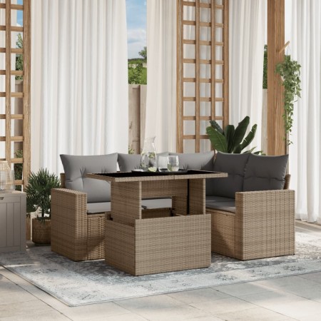 Juego de sofás jardín con cojines 5 pzas ratán sintético beige de , Conjuntos de jardín - Ref: Foro24-3267249, Precio: 376,20...