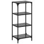 Estantería con superficie de vidrio negro y acero 40x30x95 cm de , Perchas y estanterías - Ref: Foro24-846039, Precio: 54,50 ...