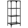 Estantería con superficie de vidrio negro y acero 40x30x95 cm de , Perchas y estanterías - Ref: Foro24-846039, Precio: 54,50 ...