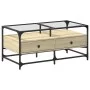 Mesa de centro tapa de vidrio acero roble Sonoma 98,5x50x45 cm de , Mesas de centro - Ref: Foro24-846045, Precio: 88,89 €, De...
