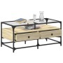 Mesa de centro tapa de vidrio acero roble Sonoma 98,5x50x45 cm de , Mesas de centro - Ref: Foro24-846045, Precio: 90,36 €, De...