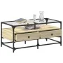Mesa de centro tapa de vidrio acero roble Sonoma 98,5x50x45 cm de , Mesas de centro - Ref: Foro24-846045, Precio: 88,89 €, De...
