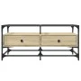 Mesa de centro tapa de vidrio acero roble Sonoma 98,5x50x45 cm de , Mesas de centro - Ref: Foro24-846045, Precio: 88,89 €, De...