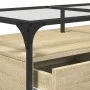 Mesa de centro tapa de vidrio acero roble Sonoma 98,5x50x45 cm de , Mesas de centro - Ref: Foro24-846045, Precio: 88,89 €, De...