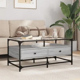 Mesa de centro tapa de vidrio acero gris Sonoma 98,5x50x45 cm by , Coffee table - Ref: Foro24-846047, Price: 95,89 €, Discoun...