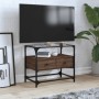 Mueble TV cristal y madera ingeniería marrón roble 60x35x51 cm de , Muebles TV - Ref: Foro24-846058, Precio: 58,73 €, Descuen...