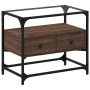 Mueble TV cristal y madera ingeniería marrón roble 60x35x51 cm de , Muebles TV - Ref: Foro24-846058, Precio: 58,73 €, Descuen...