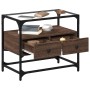 Mueble TV cristal y madera ingeniería marrón roble 60x35x51 cm de , Muebles TV - Ref: Foro24-846058, Precio: 58,73 €, Descuen...