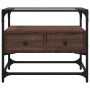 Mueble TV cristal y madera ingeniería marrón roble 60x35x51 cm de , Muebles TV - Ref: Foro24-846058, Precio: 58,73 €, Descuen...