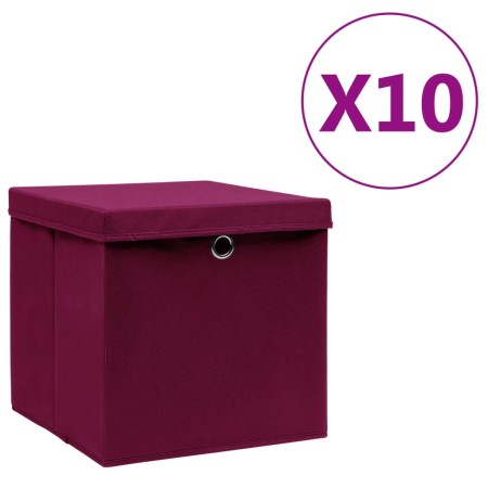 Cajas de almacenaje con tapas 10 uds rojo oscuro 28x28x28 cm de vidaXL, Cestas para almacenaje - Ref: Foro24-325202, Precio: ...