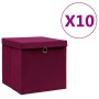 Cajas de almacenaje con tapas 10 uds rojo oscuro 28x28x28 cm de vidaXL, Cestas para almacenaje - Ref: Foro24-325202, Precio: ...
