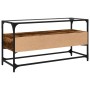 Mueble TV cristal y madera ingeniería roble ahumado 98x35x51 cm de , Muebles TV - Ref: Foro24-846066, Precio: 78,48 €, Descue...
