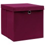 Cajas de almacenaje con tapas 10 uds rojo oscuro 28x28x28 cm de vidaXL, Cestas para almacenaje - Ref: Foro24-325202, Precio: ...
