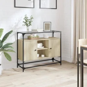 Aparador cristal y madera ingeniería roble Sonoma 98x35x81 cm von , Sideboards - Ref: Foro24-846070, Preis: 96,63 €, Rabatt: %