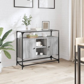 Aparador cristal y madera ingeniería gris Sonoma 98x35x81 cm de , Aparadores - Ref: Foro24-846072, Precio: 93,94 €, Descuento: %